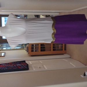 Diane Von Furstenburg grey and purple w/ gold sequins dress size 2